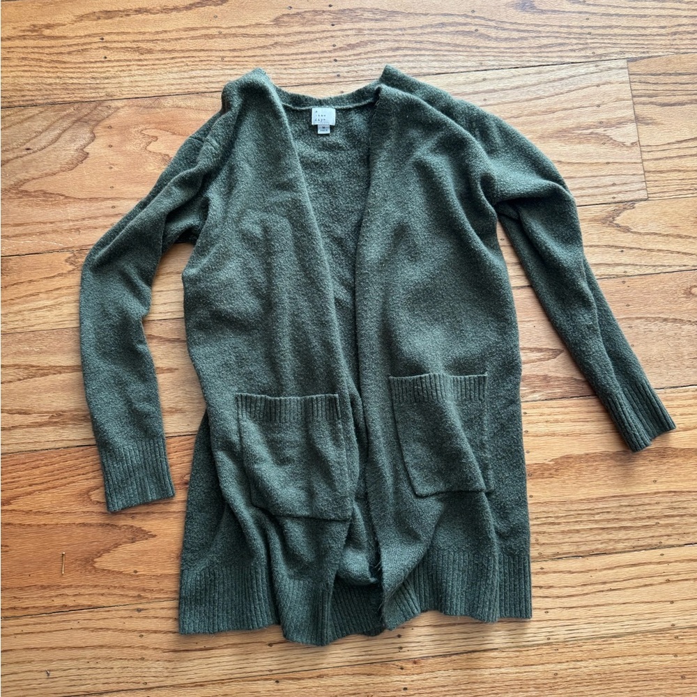 a new day Forest Green Open Cardigan